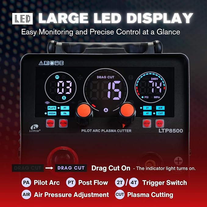 LTP8500 | 85A HF Pilot Arc Plasma Cutter, Drag-Cut Enabled, 220V Single-Phase - Image 3
