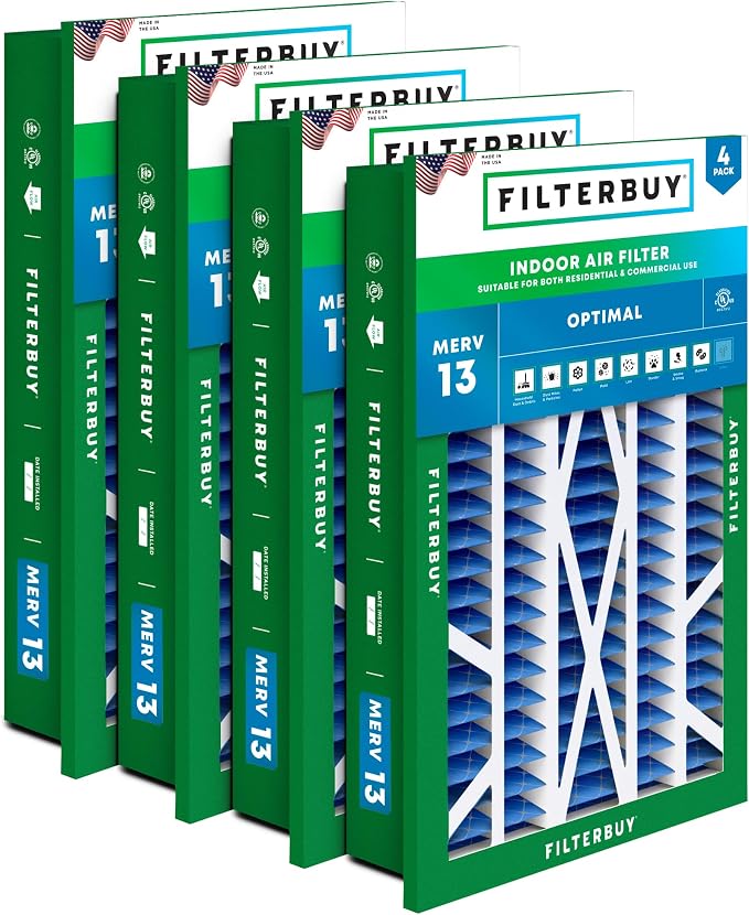 Filterbuy 20x30x5 Air Filter MERV 13 Optimal Smoke & Allergy Defense, by Filterbuy