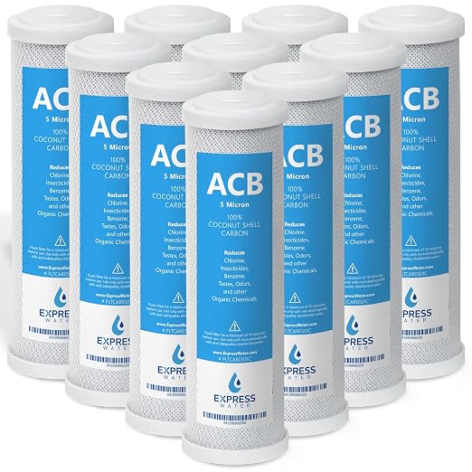 Express Water – 10 Pack Activated Carbon Block ACB Water Filter Replacement – 5 by ExpressWater
