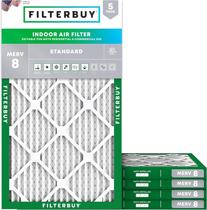 Filterbuy 20x32x1 Air Filter MERV 8 Essential Dust & Allergy Defense, by Filterbuy