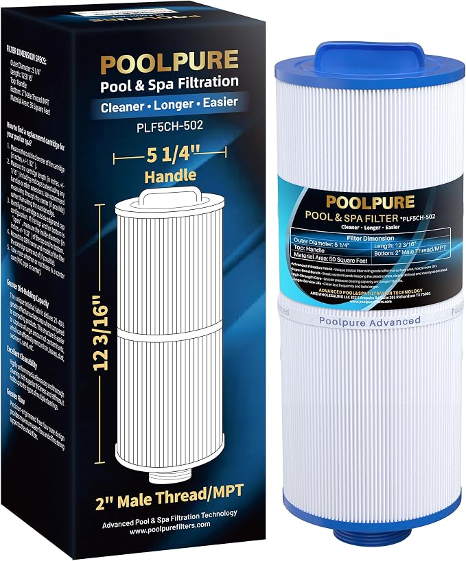 POOLPURE 5CH-502 Fine Thread Spa Filter Replaces PPM50SC-F2M, Marquis Spa 20041 by POOLPURE