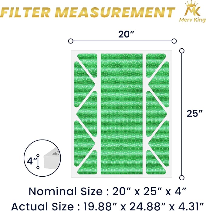 MervKing 20x25x4 Air Filter Actual Size: 19.88" x 24.88" x 4.31" MERV 13 MPR - Image 2