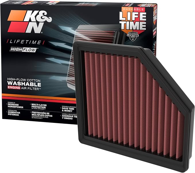 K&N High-Flow Original Lifetime Engine Air Filter: Increase Power: Premium by KNEngineeringInc