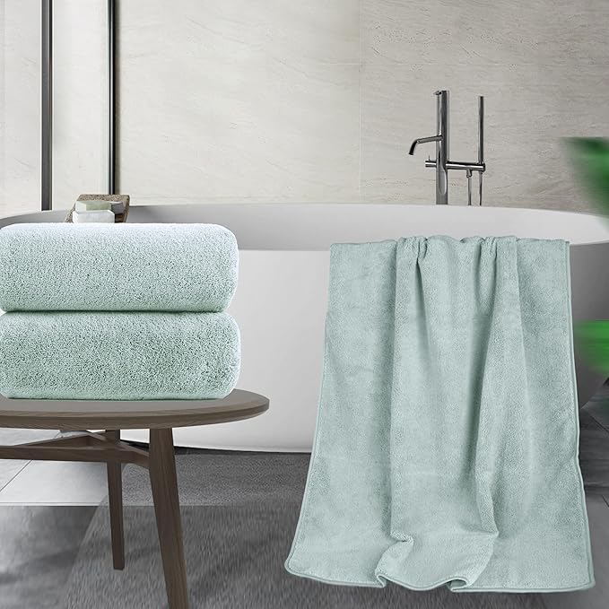 POLYTE Quick Dry Lint Free Microfiber Bath Sheet, 35 x 70 in, Pack of 2 (Green)