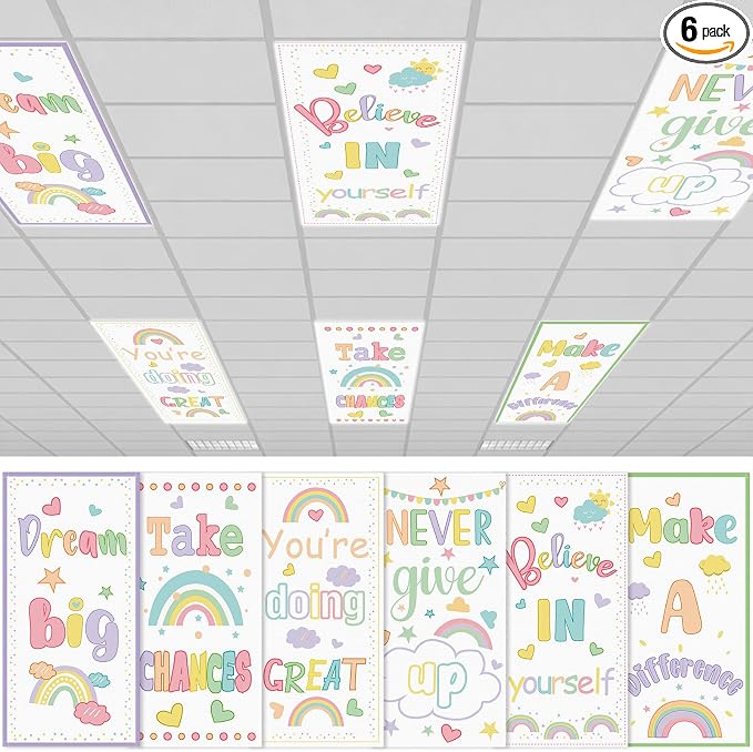 6Pcs Fluorescent Light Covers for Classroom Ceiling Lights, 4 x 2 Feet by Hallswl