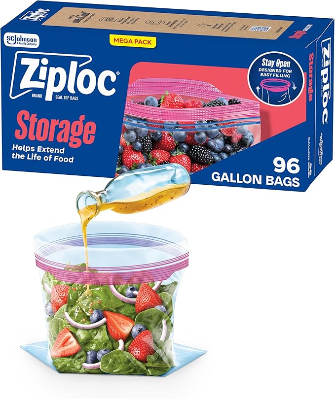 Ziploc Gallon Food Storage Bags, Stand-Up Bottom by Ziploc