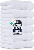 Utopia Towels 6 Pack Premium Hand Towels Set, 16 by 28 inches, 100% Ring Spun Cotton, Ultra Soft and Highly Absorbent 600GSM Towels for Bathroom, Gym, Shower, Hotel, and Spa, White