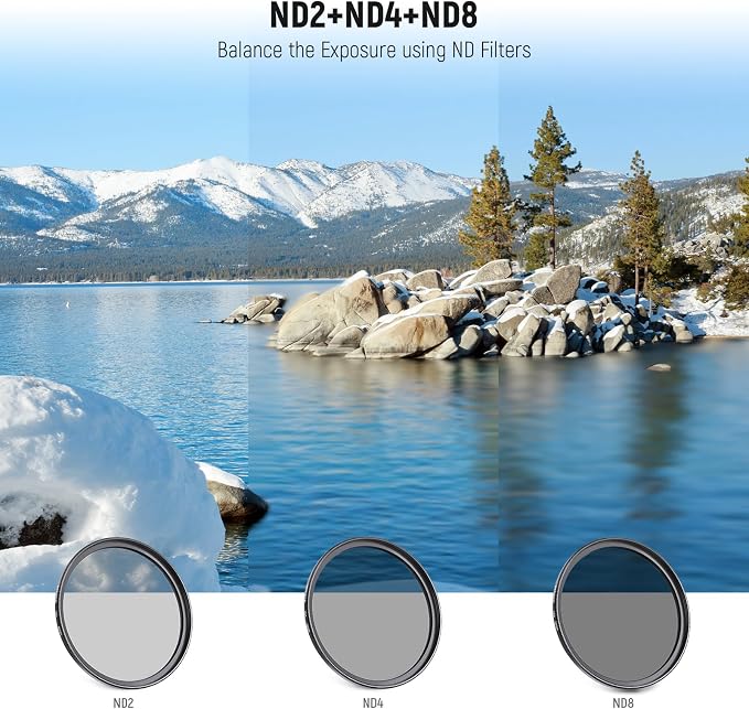NEEWER 46mm ND Filter Pack and Lens Accessories, ND2 ND4 ND8 UV FLD CPL Filter - Image 2