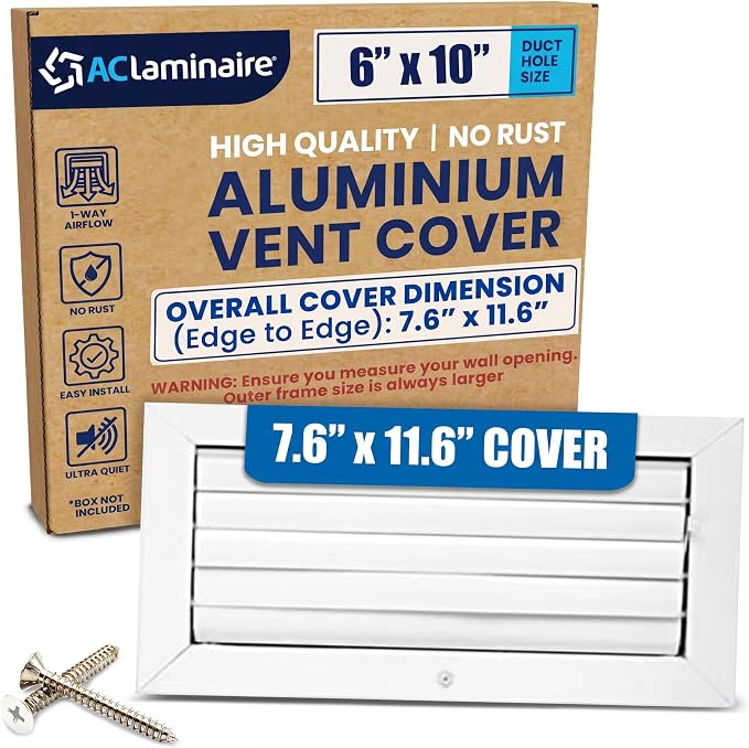 6x10 Aluminum Wall Ceiling Air Vent Register 1-Way HVAC Vent Cover by ACLAMINAIRE