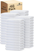 GOLD TEXTILES 48 Pack Economy White Washcloths Set (12x12 inches) - Cotton Blend Commercial Grade Cleaning Rags, Quick Drying & Soft Face Cloths, Fingertip Towels for Bathroom, Spa, Gym, and Kitchen