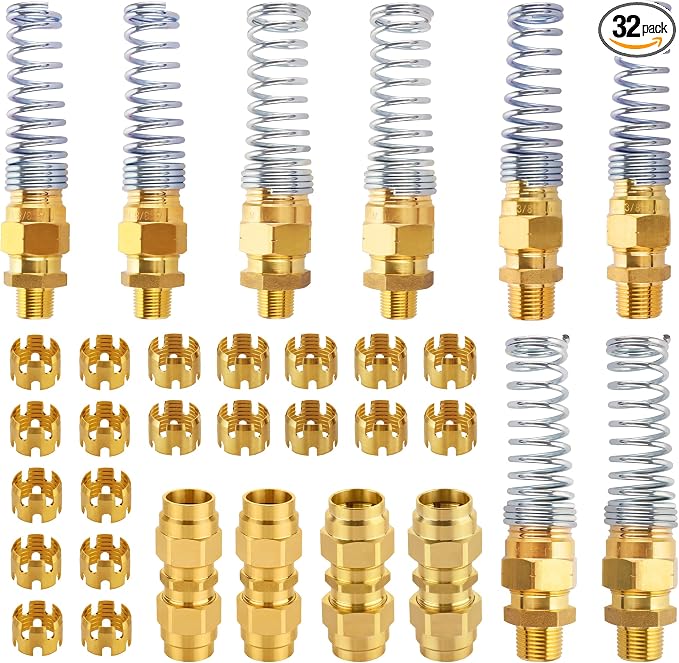 32PCS Brass DOT Air Brake Hose End Fitting Kit by HOME