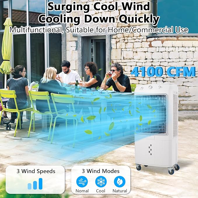 GarveeHome 4100 CFM Evaporative Air Cooler, Swamp Cooler - Image 7
