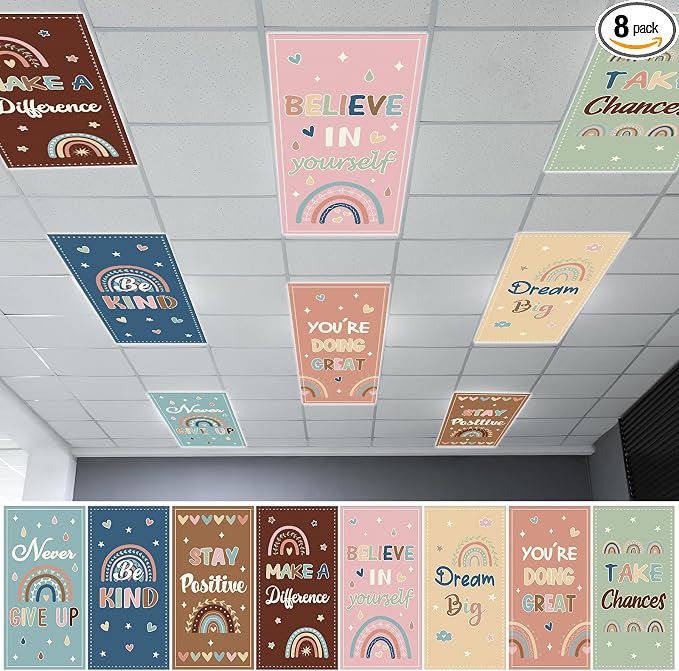 8Pcs Fluorescent Light Covers for Classroom Ceiling Lights, 4 x 2 Feet by Hallswl