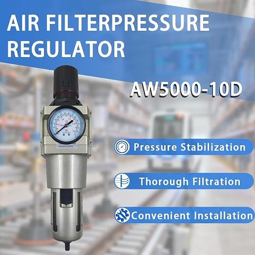 HengMinLingTong 1”NPT Compressed Air Filter Regulator Piggyback Combo, auto - Image 2