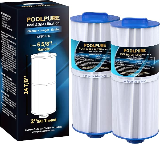 POOLPURE PLF6CH-960 Spa Filter Replaces PJW60TL-F2S, Jacuzzi Filters J-300 by POOLPURE