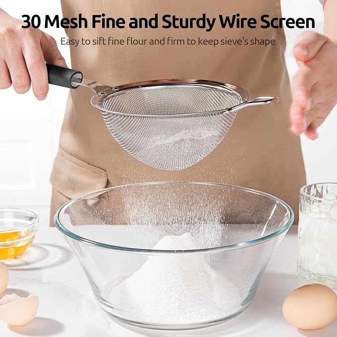 U-Taste Medium Fine Mesh Strainer: 18/8 Stainless Steel 4.73in 30 Mesh Kitchen - Image 5