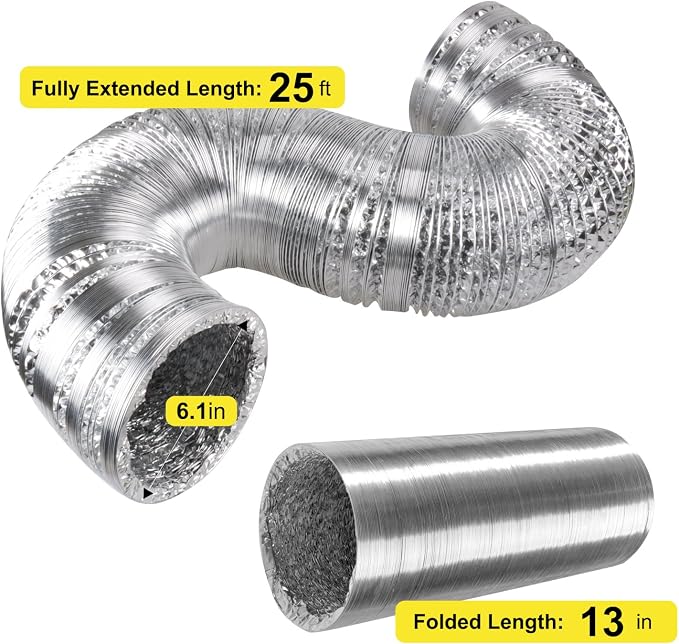 iPower GLFANXEXPSET6D25CHUMD 6 Inch 294 CFM Inline Filter 25 Feet Ducting - Image 5