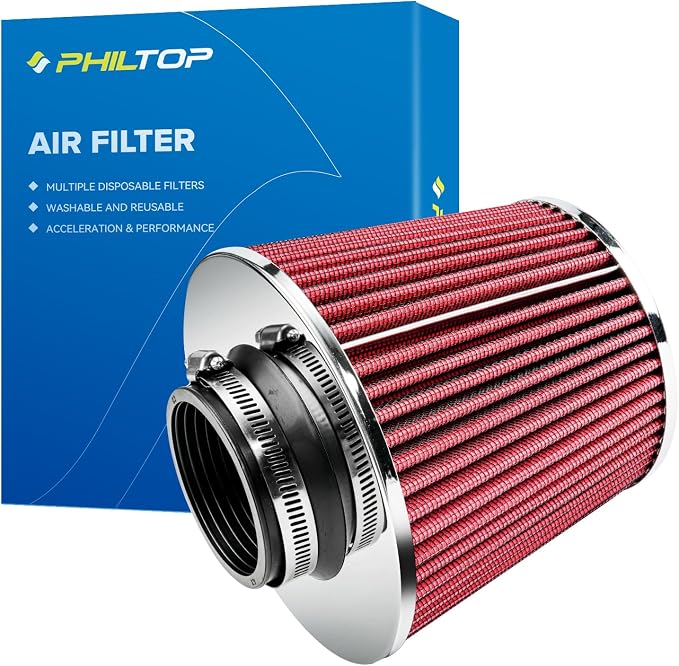 PHILTOP Universal Clamp-On Air Intake Filter, Replacement Air Filter: High Flow by PHILTOP
