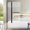 Bathroom Pivot Tub Glass Door 36" W*55" H, Folding Bathtub Shower Door Screen with Tempered Glass, Frameless Glass Shower Door with Handle and Support Rod in Matte Black