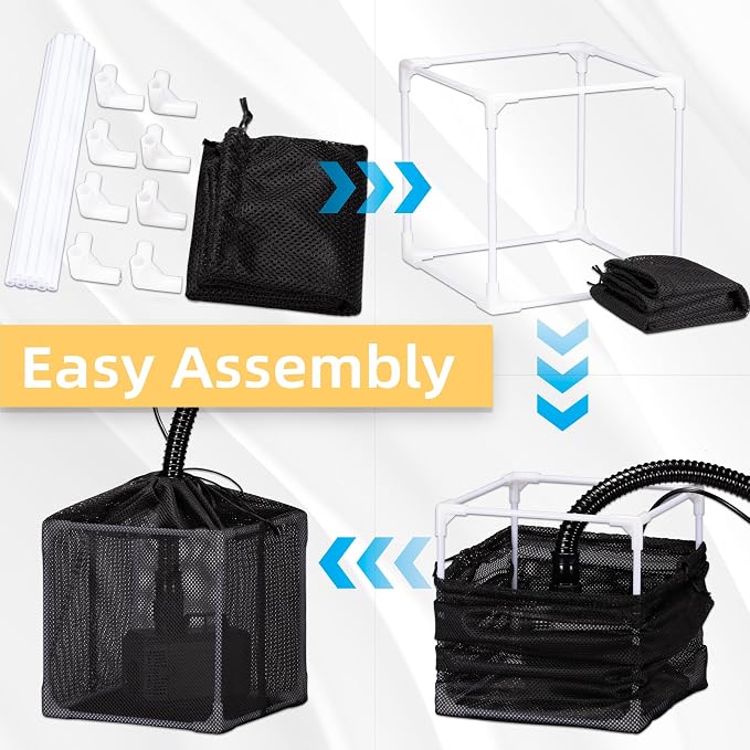 Fineday Pond Filter, Anti-Clogging Cube Outdoor Mesh Water Pump Barrier Bag Box - Image 3