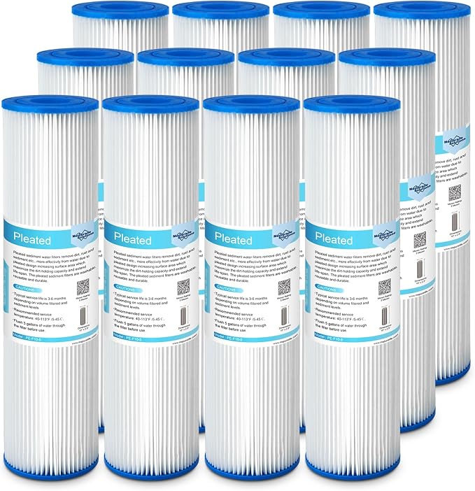 Membrane Solutions 5 Micron Pleated Polyester Sediment Water Filter 10"x2.5" by MembraneSolutions