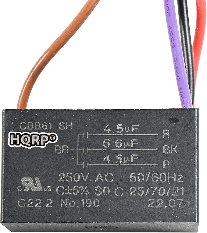 HQRP Capacitor Compatible with Hampton Bay Ceiling Fan CBB61 4.5uf+4.5uf+6.6uf by HQRP