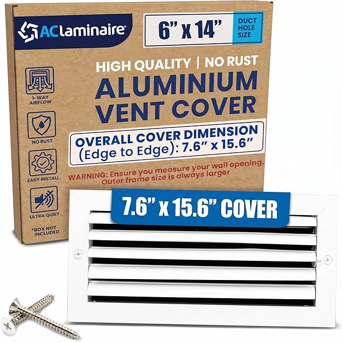6x14 Aluminum 1-Way Air Vent Cover Wall Ceiling Register Multi-Shutter Damper by ACLAMINAIRE