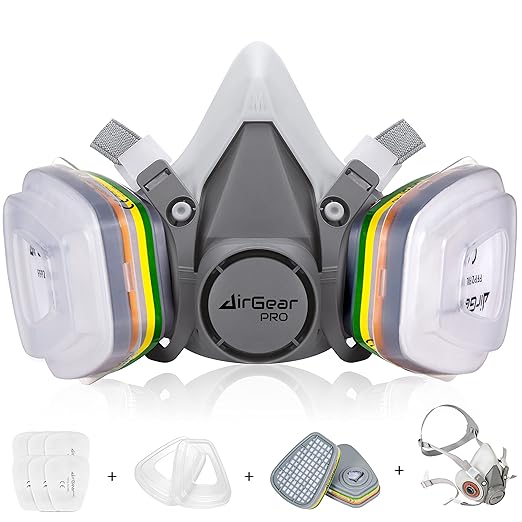 AirGearPro M-500 ABEK1-P2 Reusable Respirator Mask | Anti-Dust Gas mask Ideal by Airgearpro