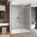 Sunrosa Semi-Frameless Glass Shower Door, 51-55" W x 76" H Single Sliding Shower Door with Tempered Glass 5/16"(8mm), Brushed Nickel