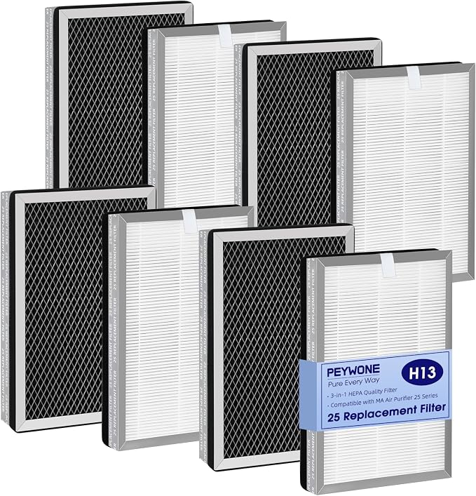8-Pack 25 Replacement Filter for MA Air Purifier 25 Series, 3-in-1 by Unknown