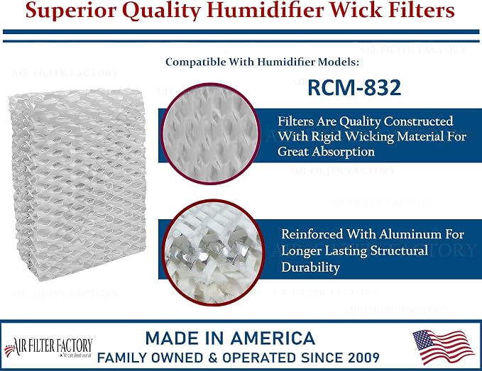 Air Filter Factory Replacement For ReliOn RCM-832 Humidifier Wick Filters 2-Pack - Image 2