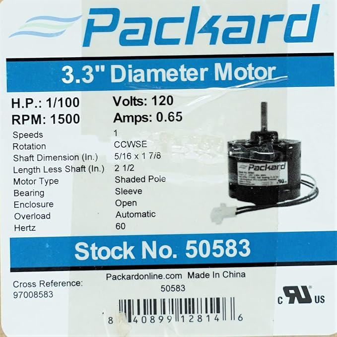 Packard 50583 Bathroom Exhaust Vent Fan Motor Replacement - Image 8