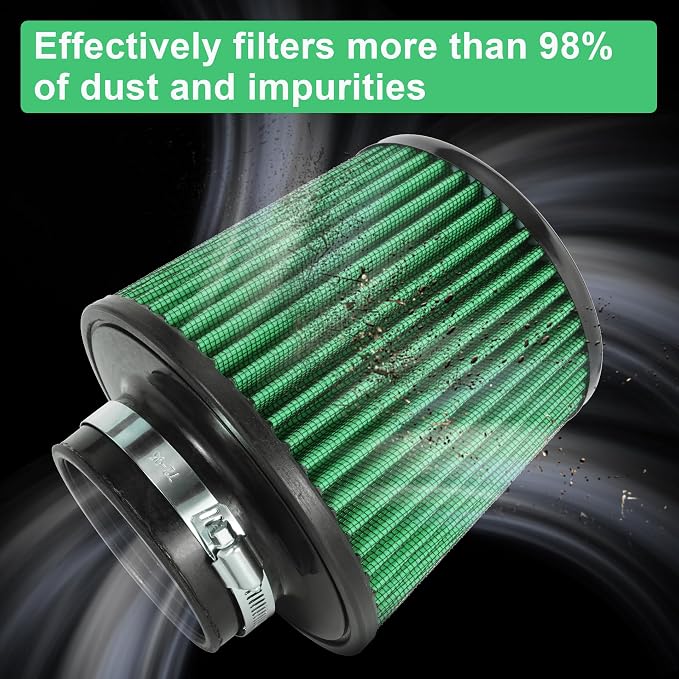 Cold Air Intake Filter High Performance Washable Filter Clamp-On Replacement - Image 3