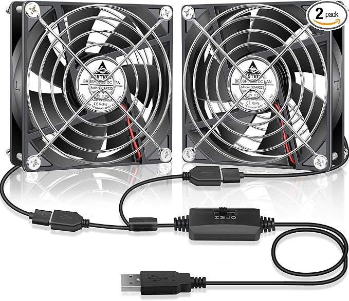 GDSTIME 5V USB 90mm Fan with Speed Control, 92mm x 92mm x 25mm Brushless DC PC by GDSTIME