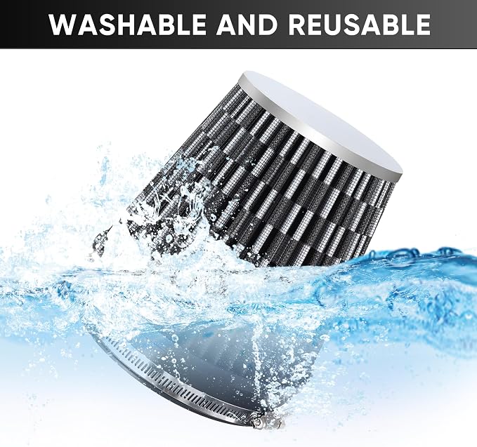 6" 152mm Cold Air Intake Filter Clamp-On Replacement High Flow Inlet Air Filter - Image 5