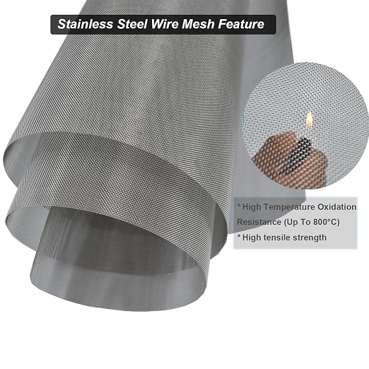 304 Stainless Steel Mesh 40Mesh, 15.7"x47.2" Metal Mesh Screen, Woven Fine Wire - Image 3