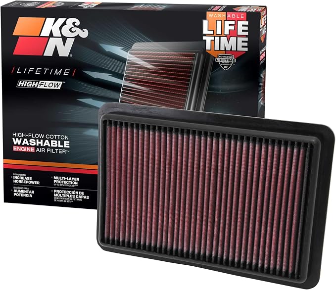 K&N High-Flow Original Lifetime Engine Air Filter: Increase Power: Premium by KNEngineeringInc