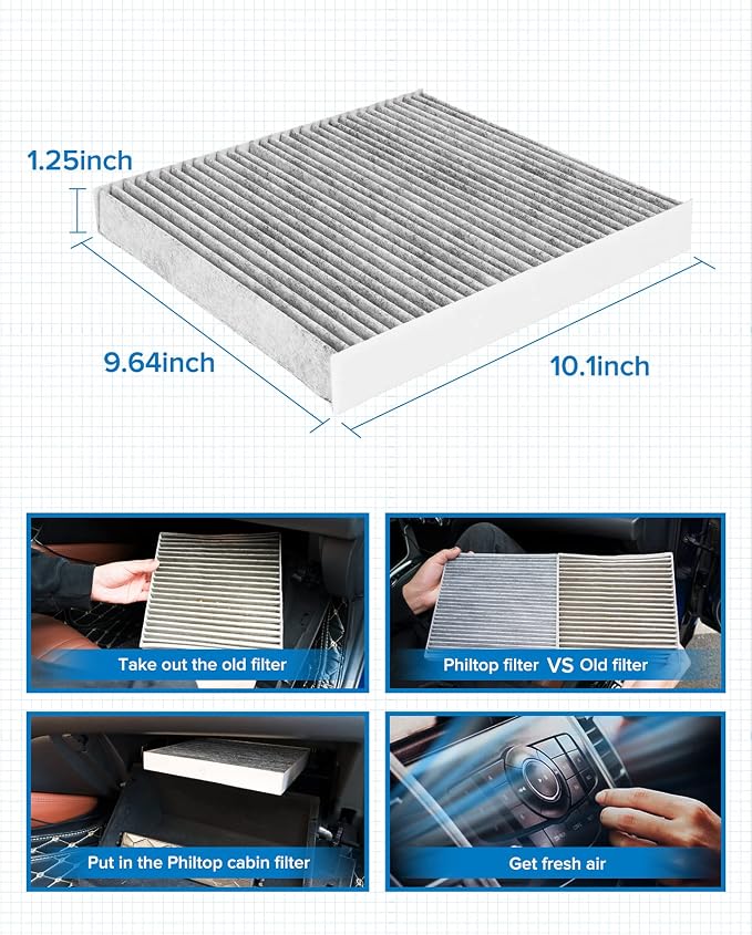 PHILTOP Cabin Air Filter w/Activated Carbon, Compatible - Image 7
