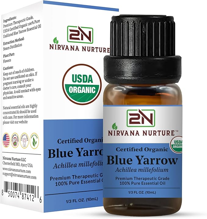 Blue Yarrow Essential Oil USDA Certified Organic, 100% Pure Natural Premium Grade, Undiluted