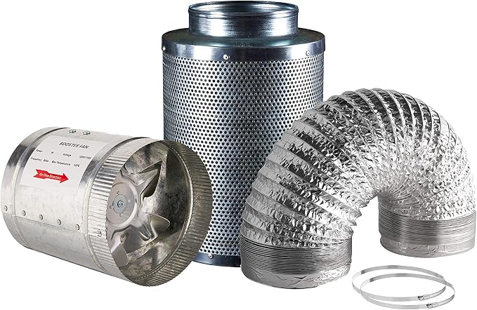 Hydro Crunch 4 inch 100 CFM Booster Fan & 4" x 12" Carbon Filter by Hydro+Crunch