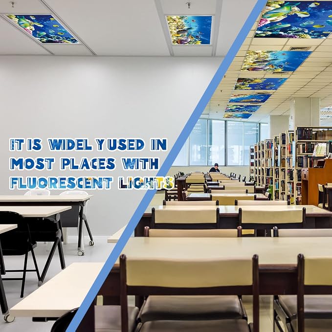 Amylove 4 Pcs Fluorescent Light Covers Classroom Ceiling Panels Light Filters - Image 3