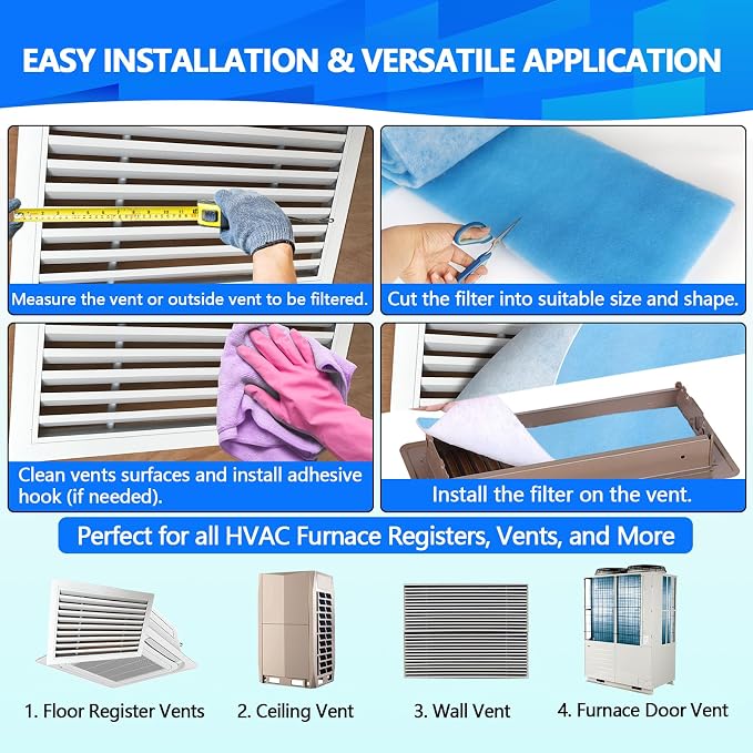 14" x140" Air Vent Filters, Cut to Fit Air Filter, MERV 8 Triple Vent Filter - Image 5