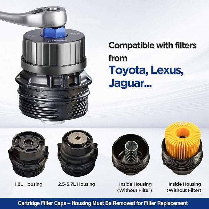 WORKPRO Oil Filter Wrench for Toyota Lexus..., 64mm 14 Flute Precision CNC - Image 5