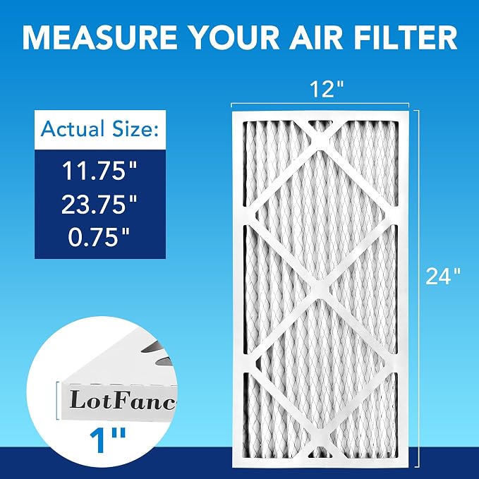 LotFancy 12x24x1 Air Filter MERV 13 4-Pack, Electrostatic Pleated HVAC Furnace - Image 2
