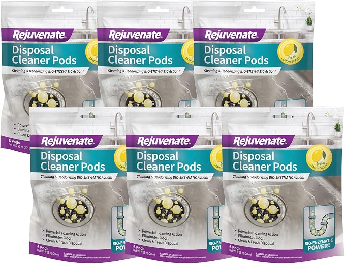 Rejuvenate Disposal Cleaner, 6 Pods, Lemon Scented Disposal And Pipe Cleaner by Rejuvenate