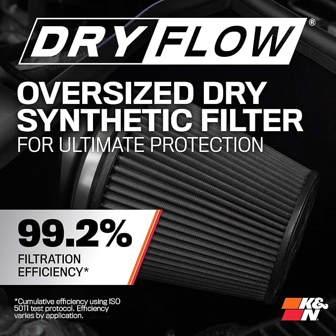 K&N Cold Air Intake System: Dry-Flow Air Filter, Increase Performance & Towing: - Image 4