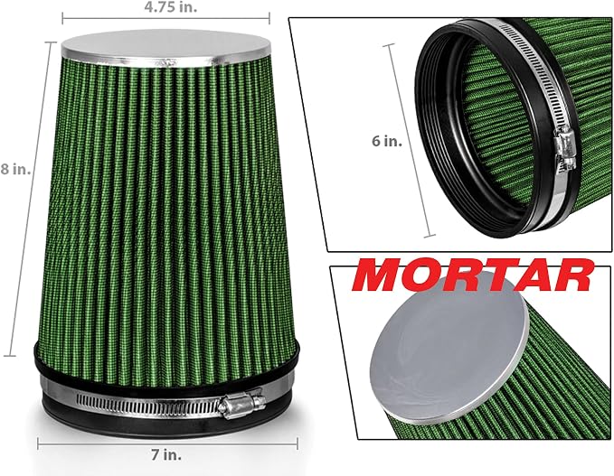 Mortar Aftermarket Auto Air Filter – 6 In Flange ID Car Enthusiast Class - Image 2