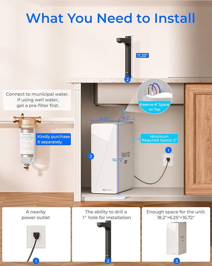 Waterdrop X12-Alkaline Mineral pH+ Tankless Reverse Osmosis System, NSF/ANSI - Image 9