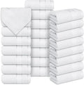 Casa Lino Face Towels & Body Wash Cloths for Showering - 100% Cotton Wash Cloths for Bathroom - Highly Absorbent & Quick Drying Washcloth Set - Cotton Washcloths 24 Pack (12" x 12") - (White)