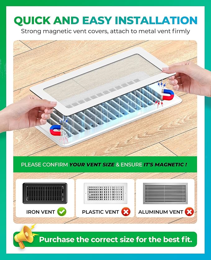 Magnetic Vent Screen Mesh Covers, Floor Vent Covers 3 Pack, - Image 4